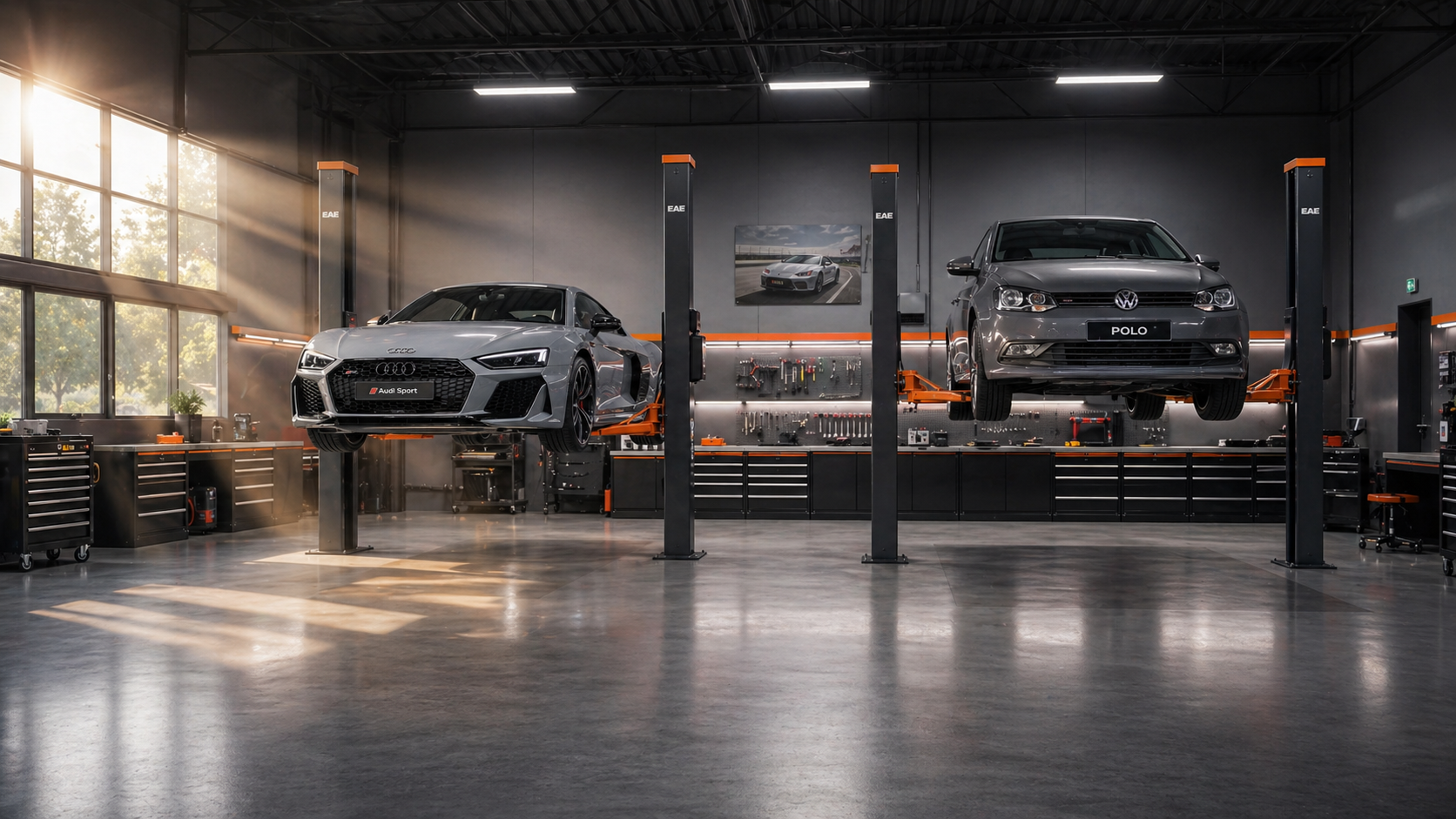 Delavnica KP MotoSport — Audi RS in Volkswagen Polo na dvigalih